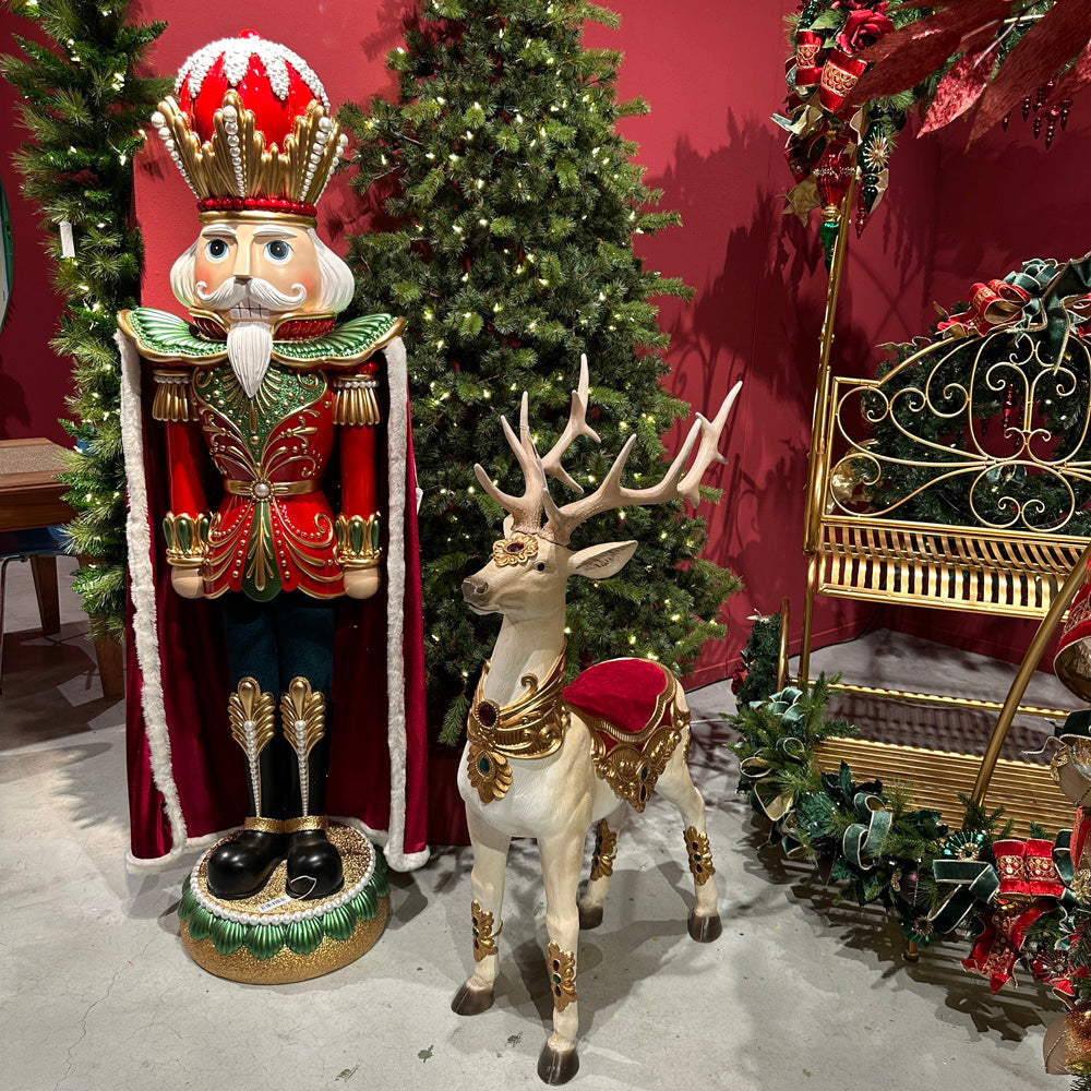 Goodwill M&G Christmas Figure Display - XXL Nutcracker with Fabric Cape - Red Green - 183cm