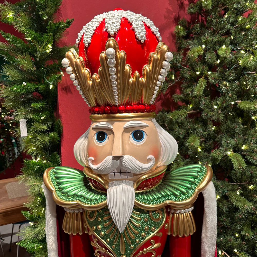 Goodwill M&G Christmas Figure Display - XXL Nutcracker with Fabric Cape - Red Green - 183cm