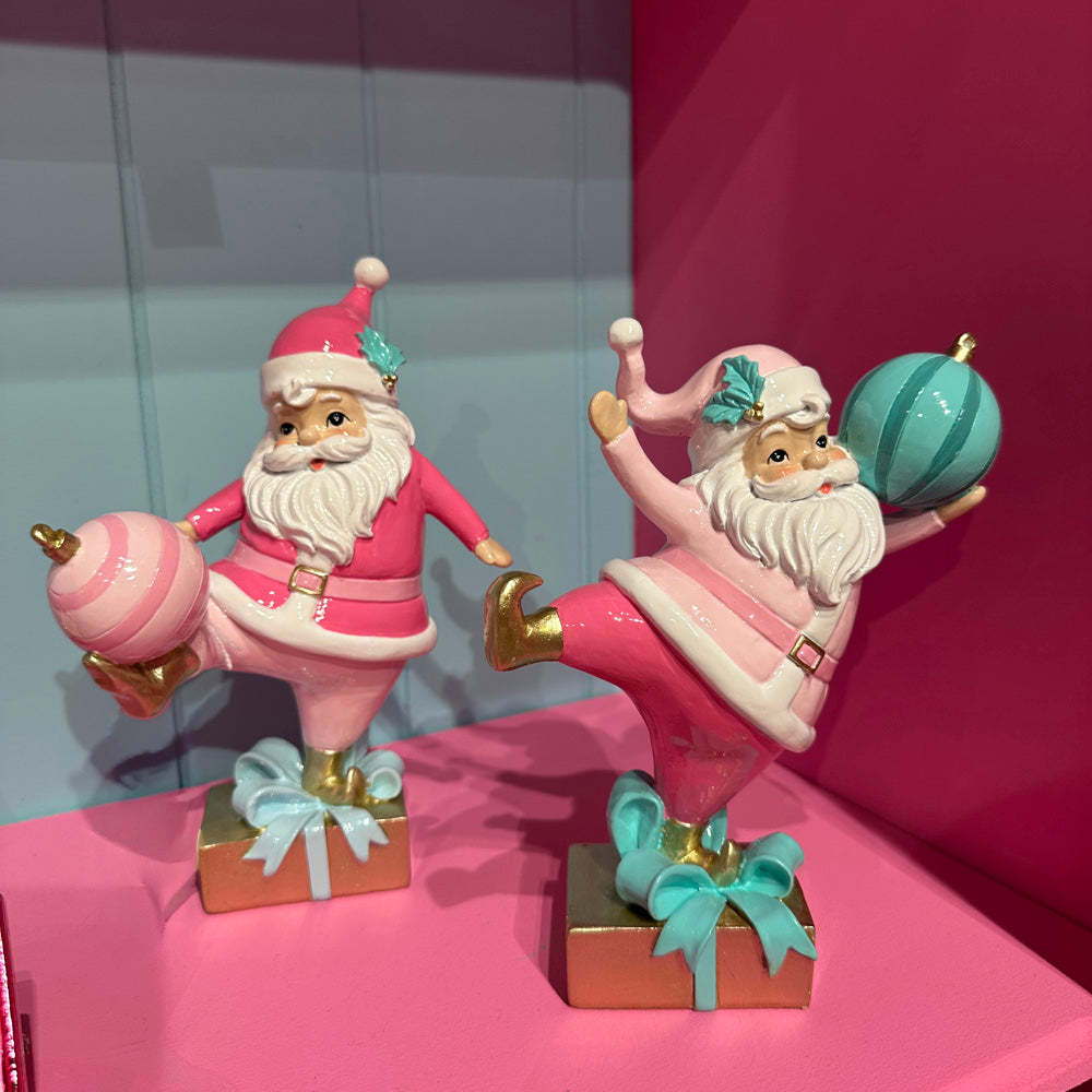 Goodwill M&G Christmas Tabletop Figure - Santa with Baubles - Pink Blue - 22 cm