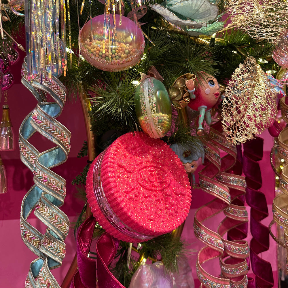 Goodwill M&G Christmas Ornament - Glitter "Noel" Cookies - Set of 2 - Pink - 16 cm