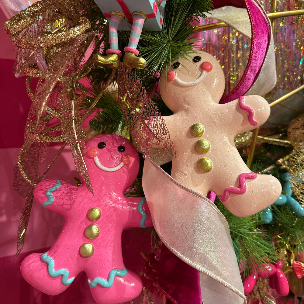 Goodwill M&G Christmas Ornament - Gingerbread Cookie Men - Set of 2 - Pink - 20 cm