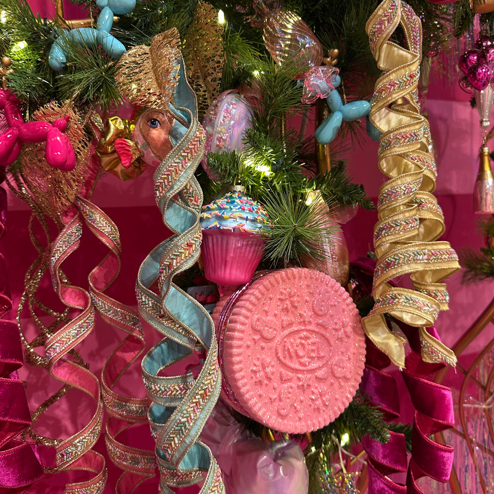 Goodwill M&G Christmas Ornament - Glitter "Noel" Cookies - Set of 2 - Pink - 16 cm