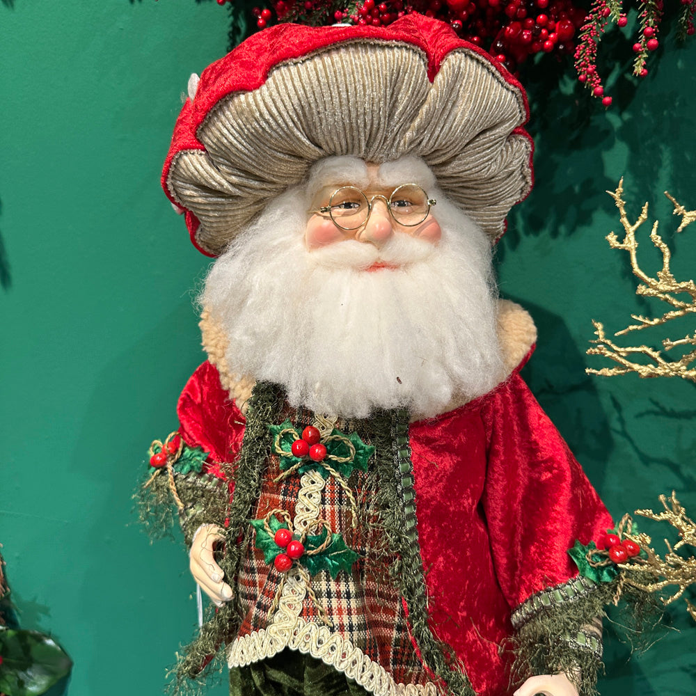 Goodwill M&G Christmas Tabletop Figure - Woodland Mushroom Santa Doll w/ Stand - 76cm