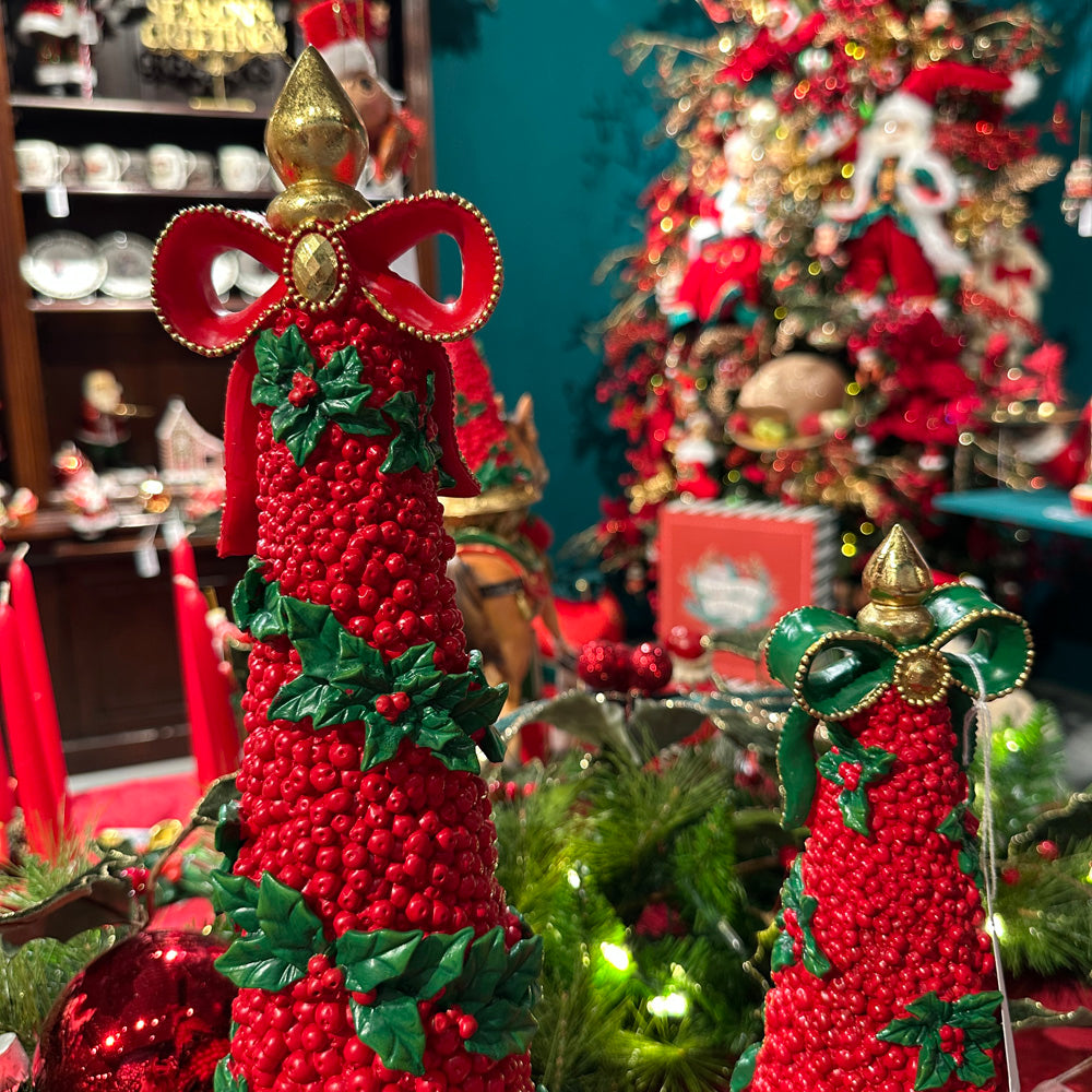 Goodwill M&G Christmas Tabletop Figure - Holly Berry Trees - Set of 2 - Red Green - 48 & 30 cm