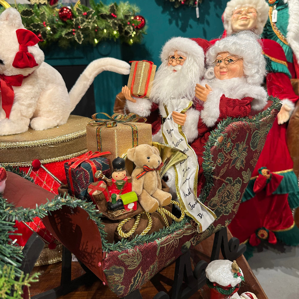 Goodwill M&G Christmas Tabletop Figure - Mr. & Mrs. Santa Claus in Sleigh - 60 cm