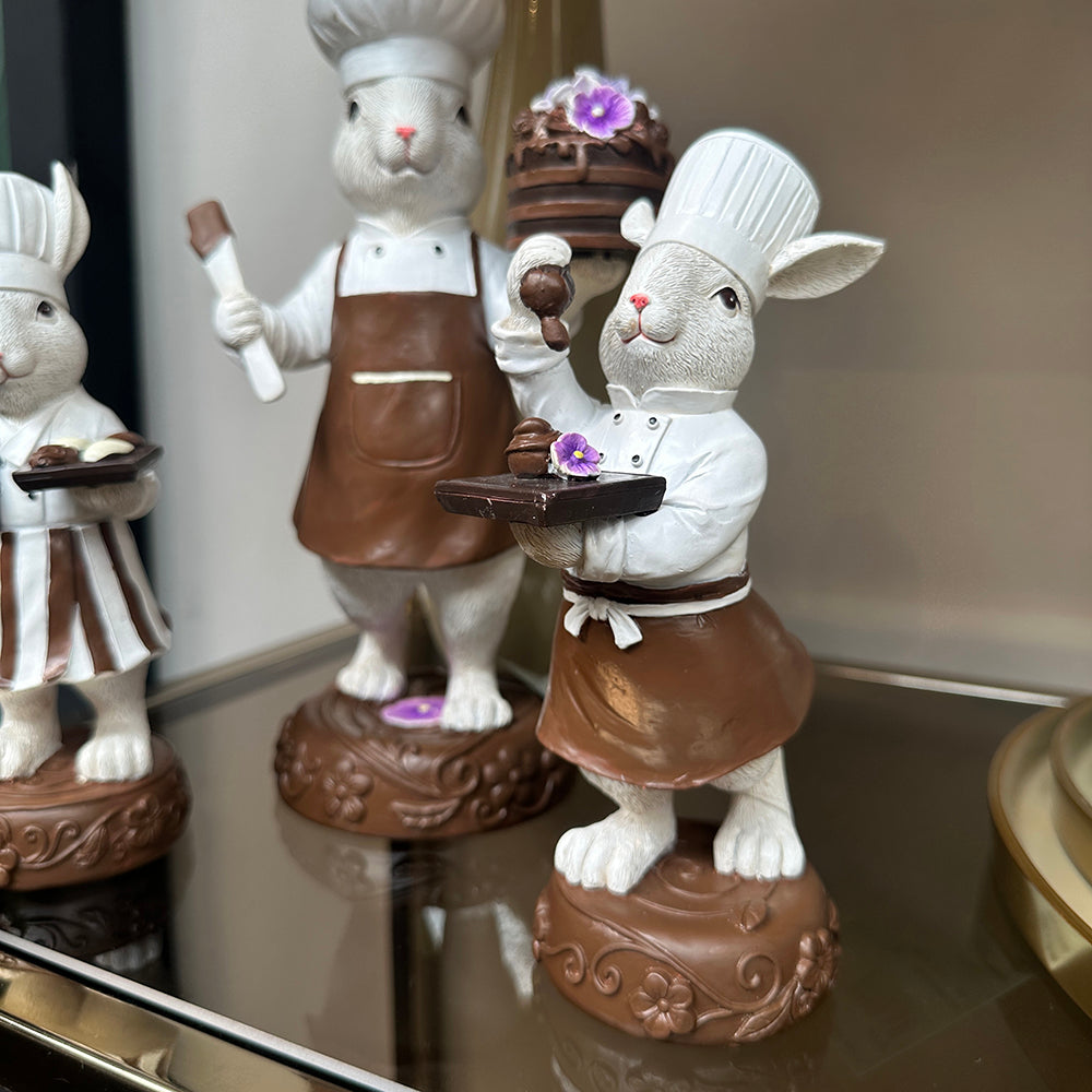 Viv! Christmas Easter Decoration - Chocolate Bunnies with Violets - Set of 2 - 20cm