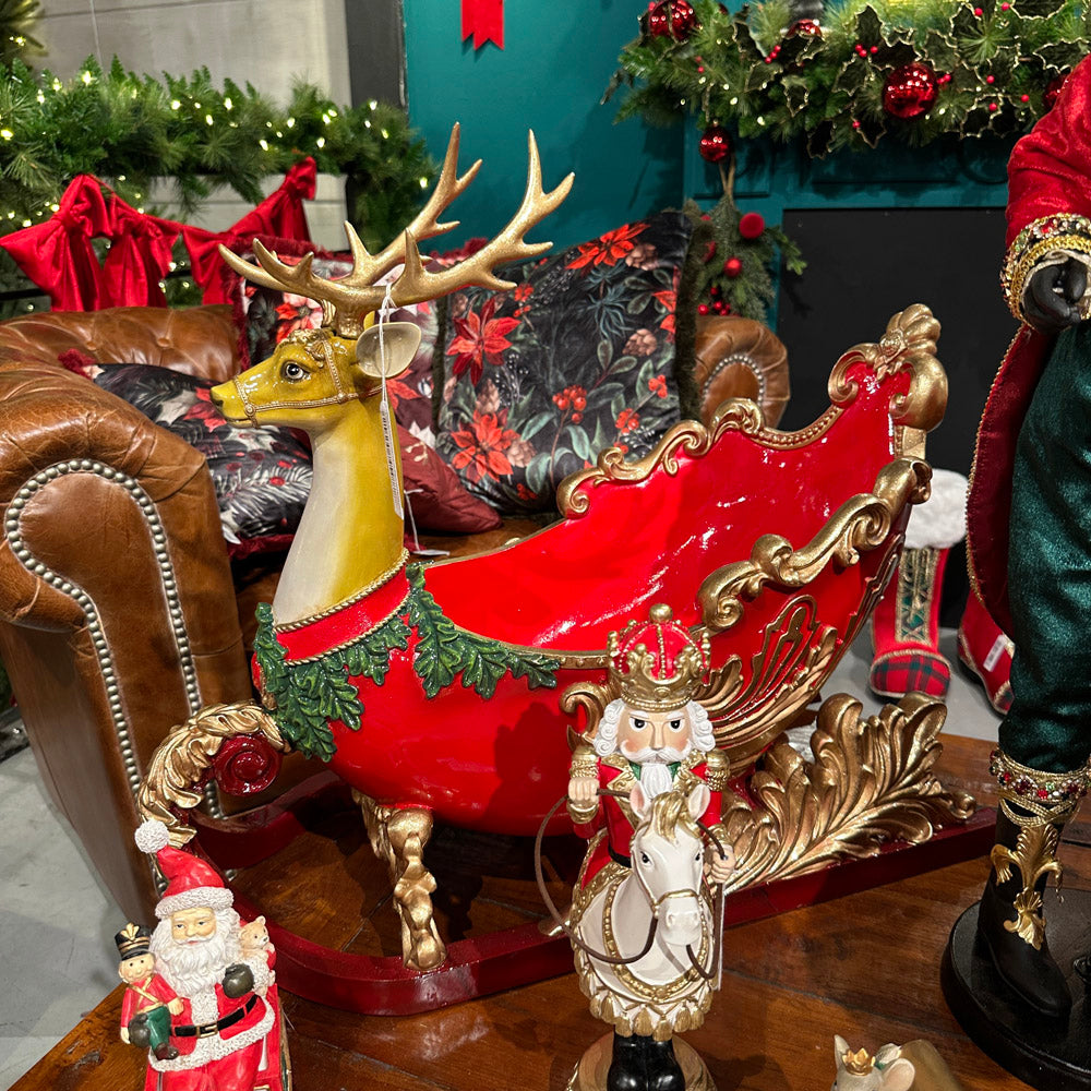 Goodwill M&G Christmas Tabletop Figure - Deer Sleigh Planter - 65.5 cm