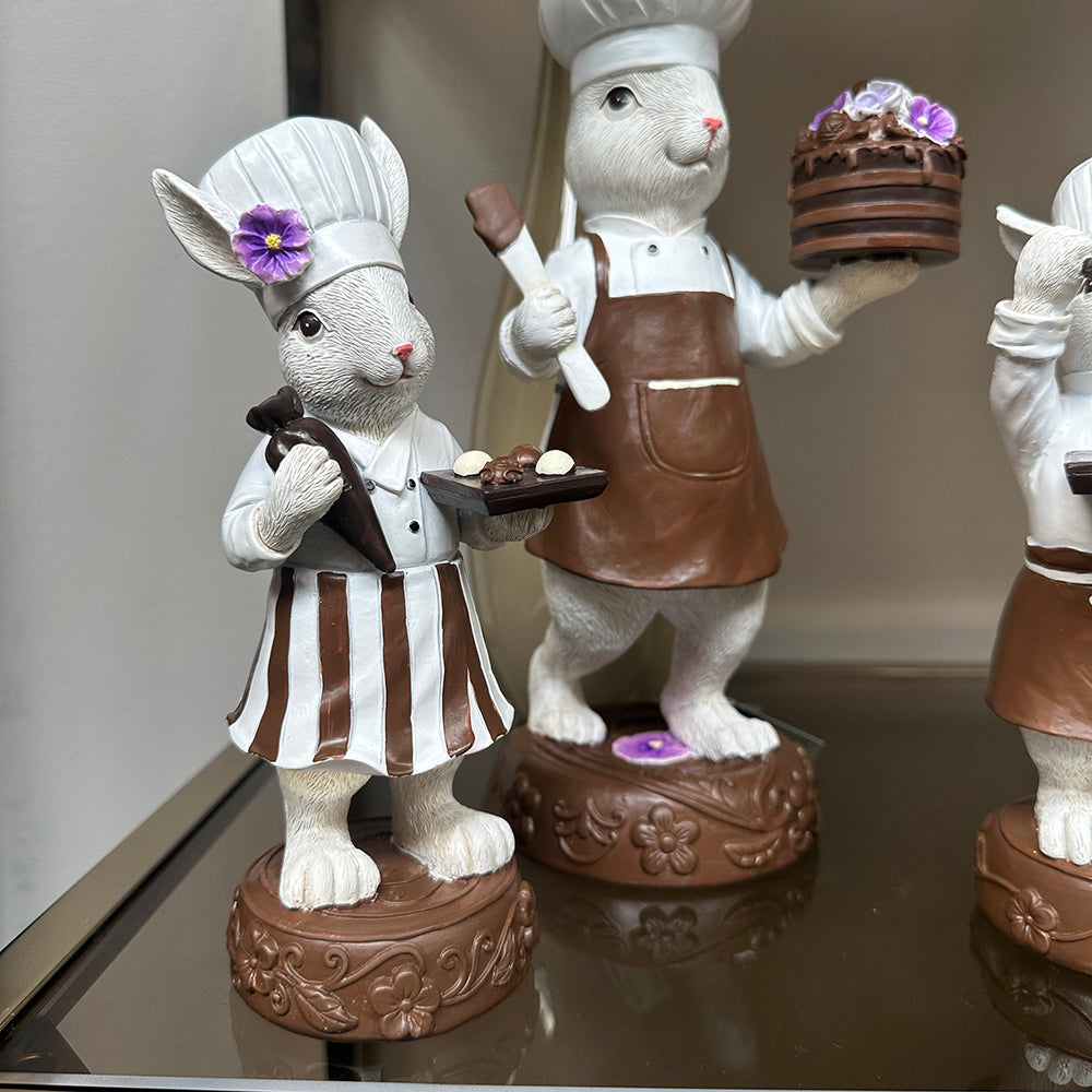 Viv! Christmas Easter Decoration - Chocolate Bunnies with Violets - Set of 2 - 20cm