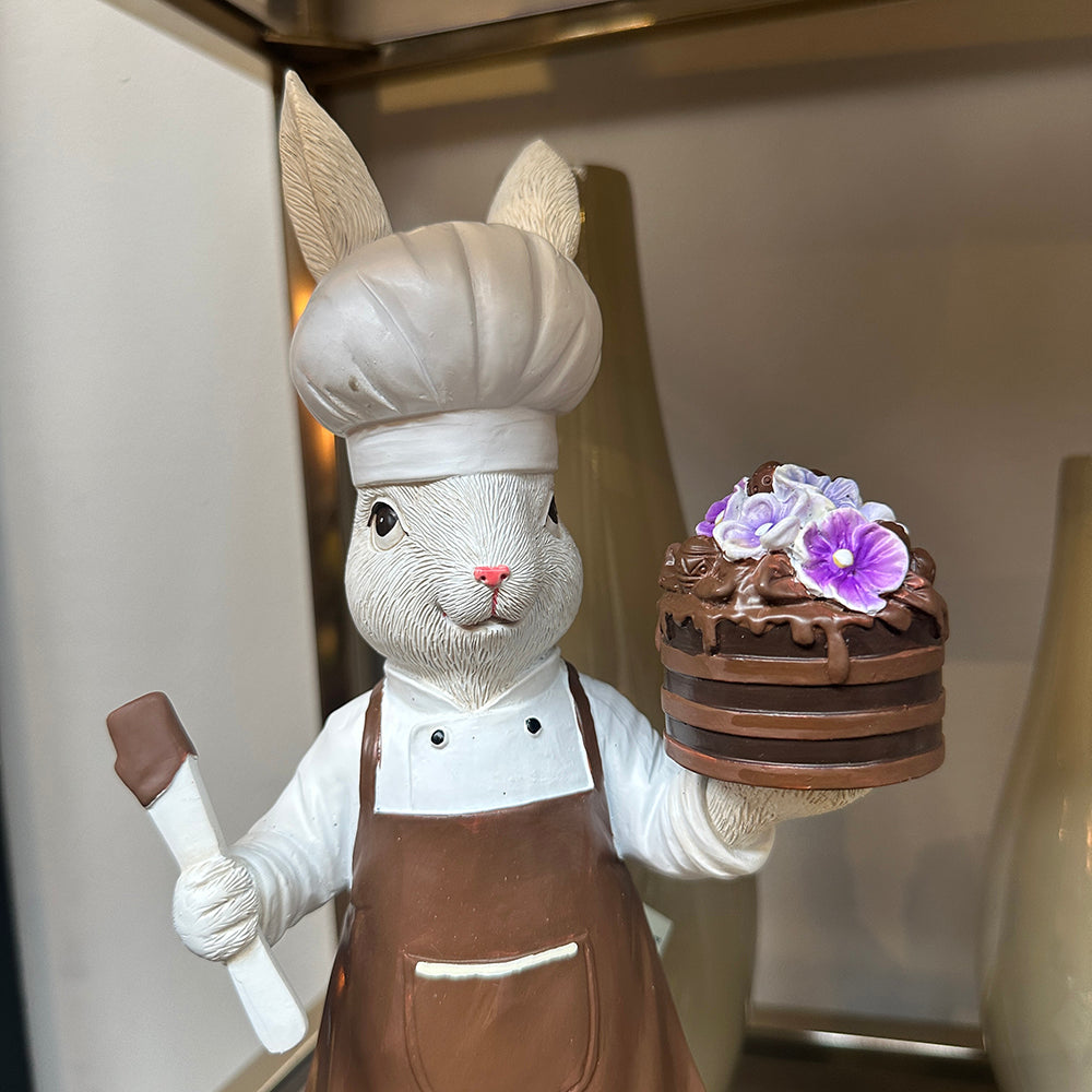 Viv! Christmas Easter Decoration - Chocolate Bunny with Violet Cake - 31cm