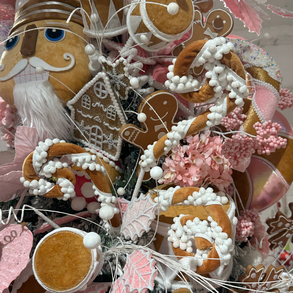 Viv! Christmas Kersttak - Gingerbread Krullen - bruin wit - 71cm