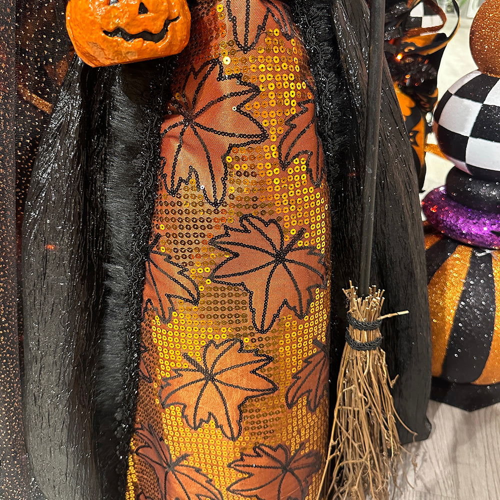 Viv! Christmas Halloween Decoration Statue - XL Standing Witch with Pumpkin Lantern - 107 cm