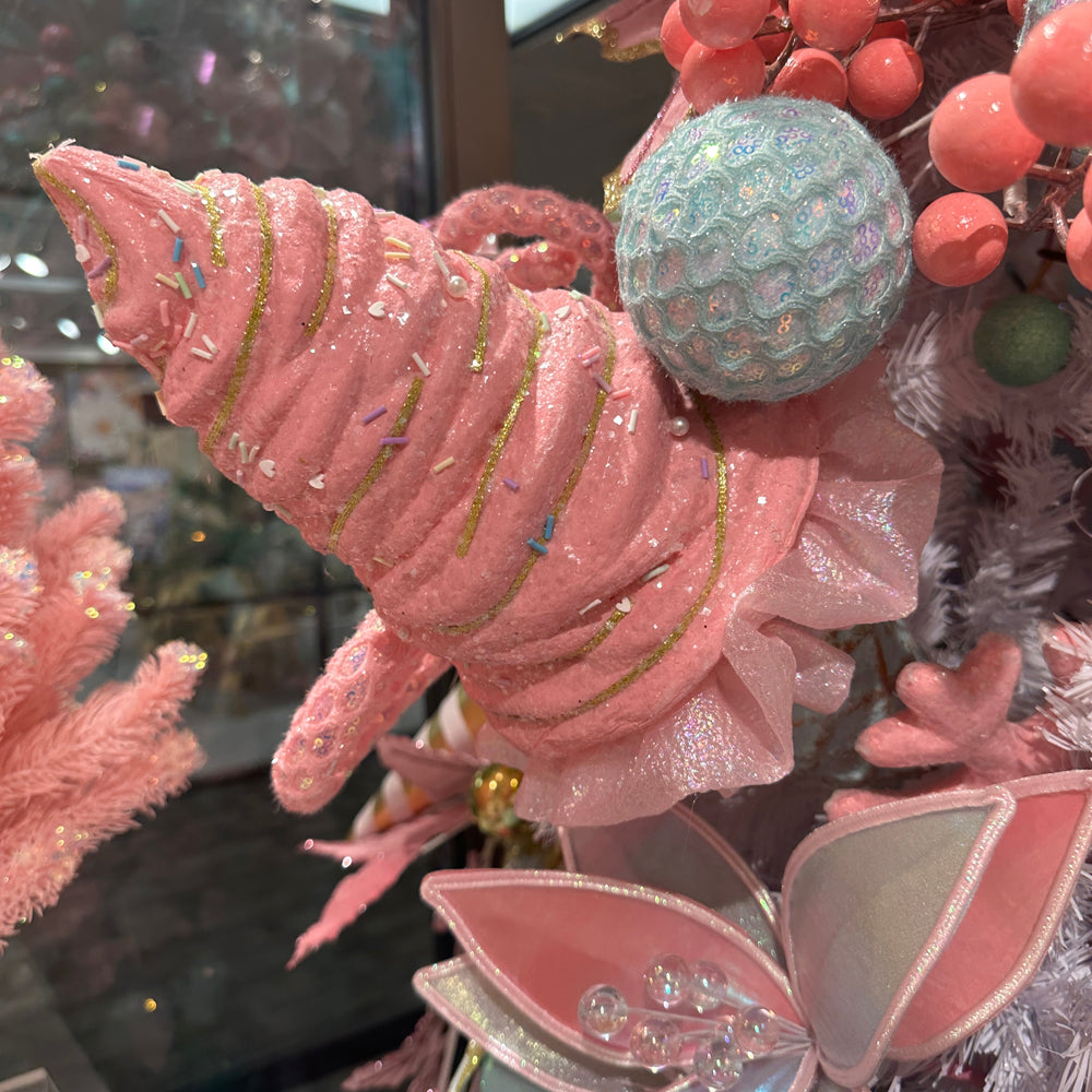 Viv! Christmas Kerstornament - XL Softijs met Wafelhoorntje en Glitter - pastel - 50cm