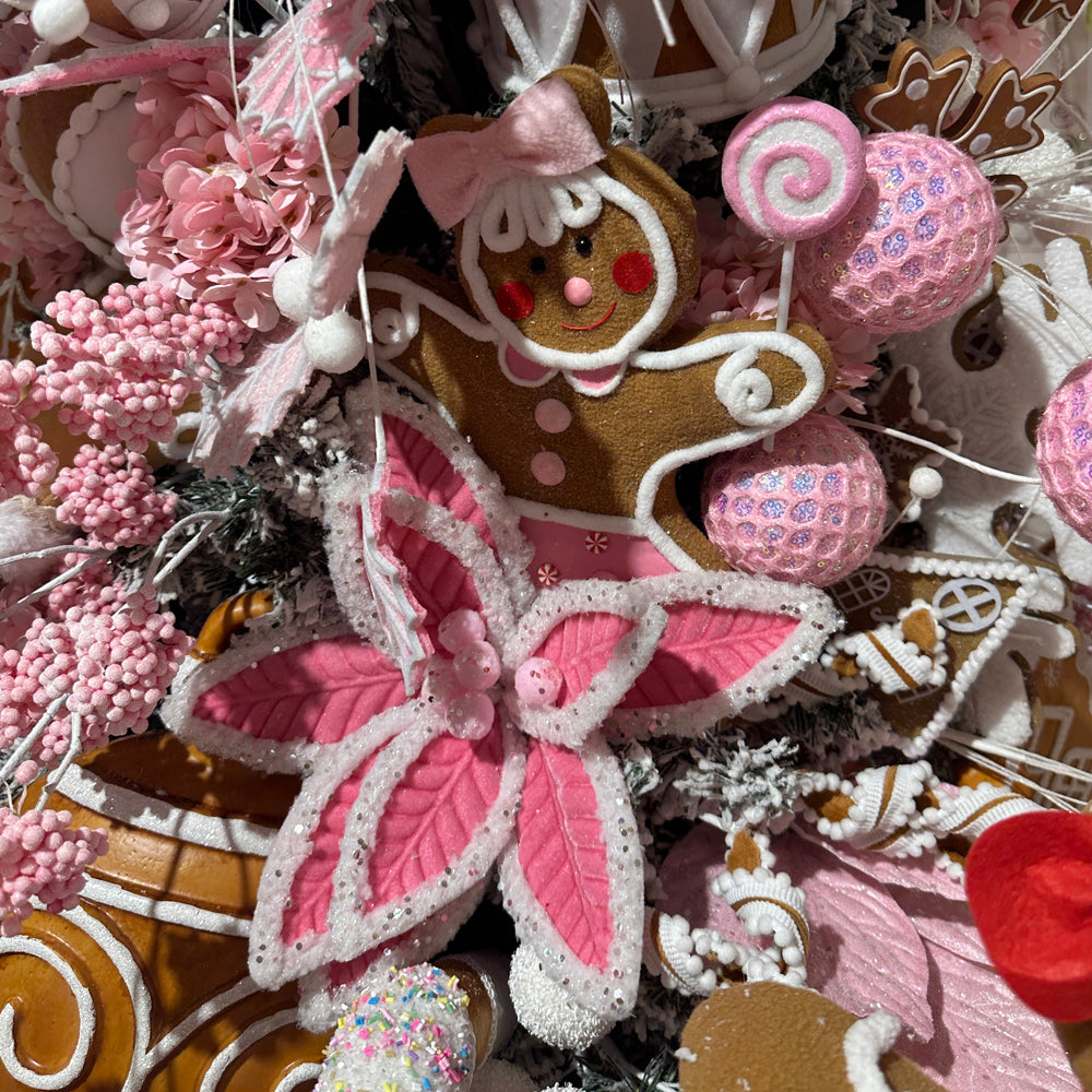 Viv! Christmas Kerstornament - Gingerbread Meisje - bruin roze - 25cm