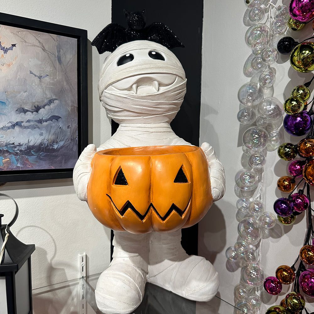 Viv! Christmas Halloween Decoratie Beeld - XL Mummie met Snoepschaal - 64 cm - ALLEEN AFHALEN!