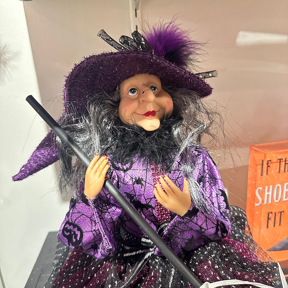 Viv! Christmas Halloween Tabletop Figurine - Witch in Purple Party Dress - 56 cm