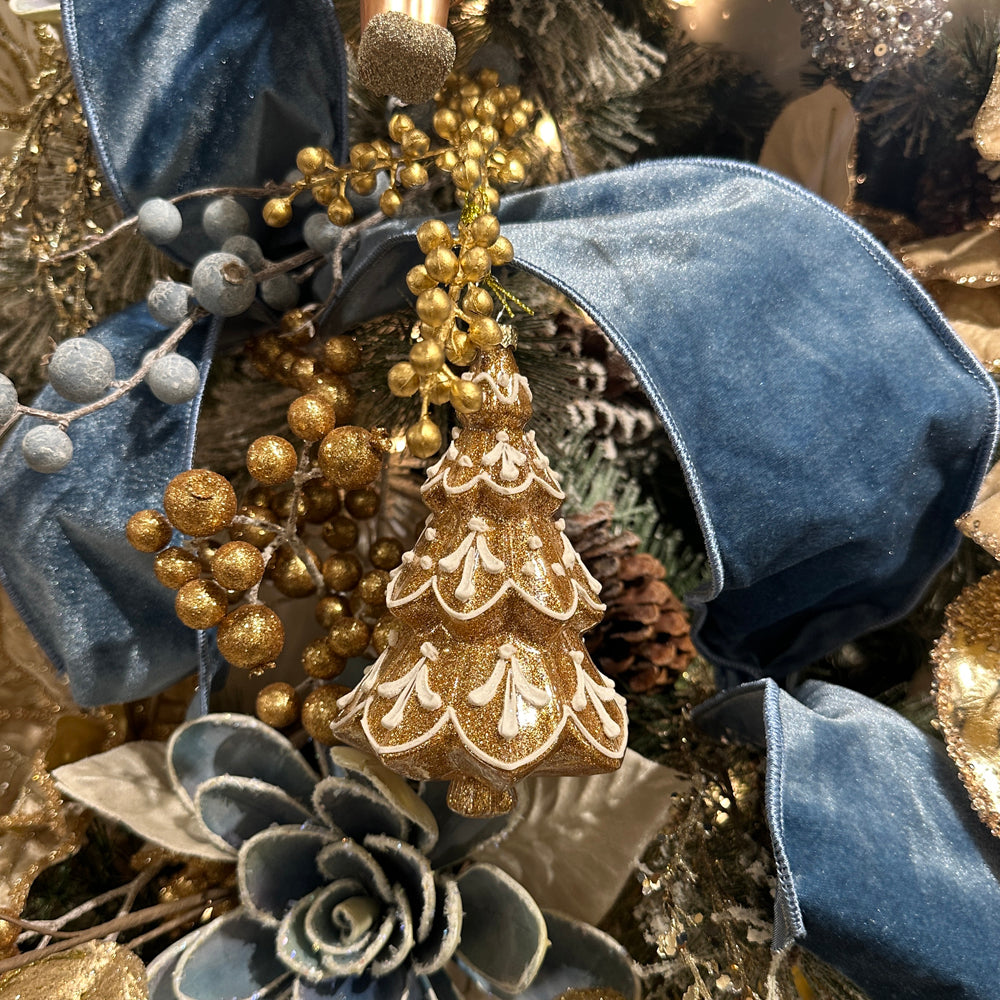 Viv! Christmas Ornament - Gingerbread Christmas tree - set of 2 - glass - brown white - 14cm