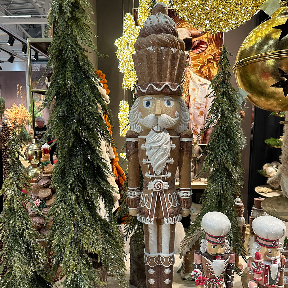 Viv! Christmas Tabletop Figure - XL Gingerbread Nutcracker - Brown White - 108 cm