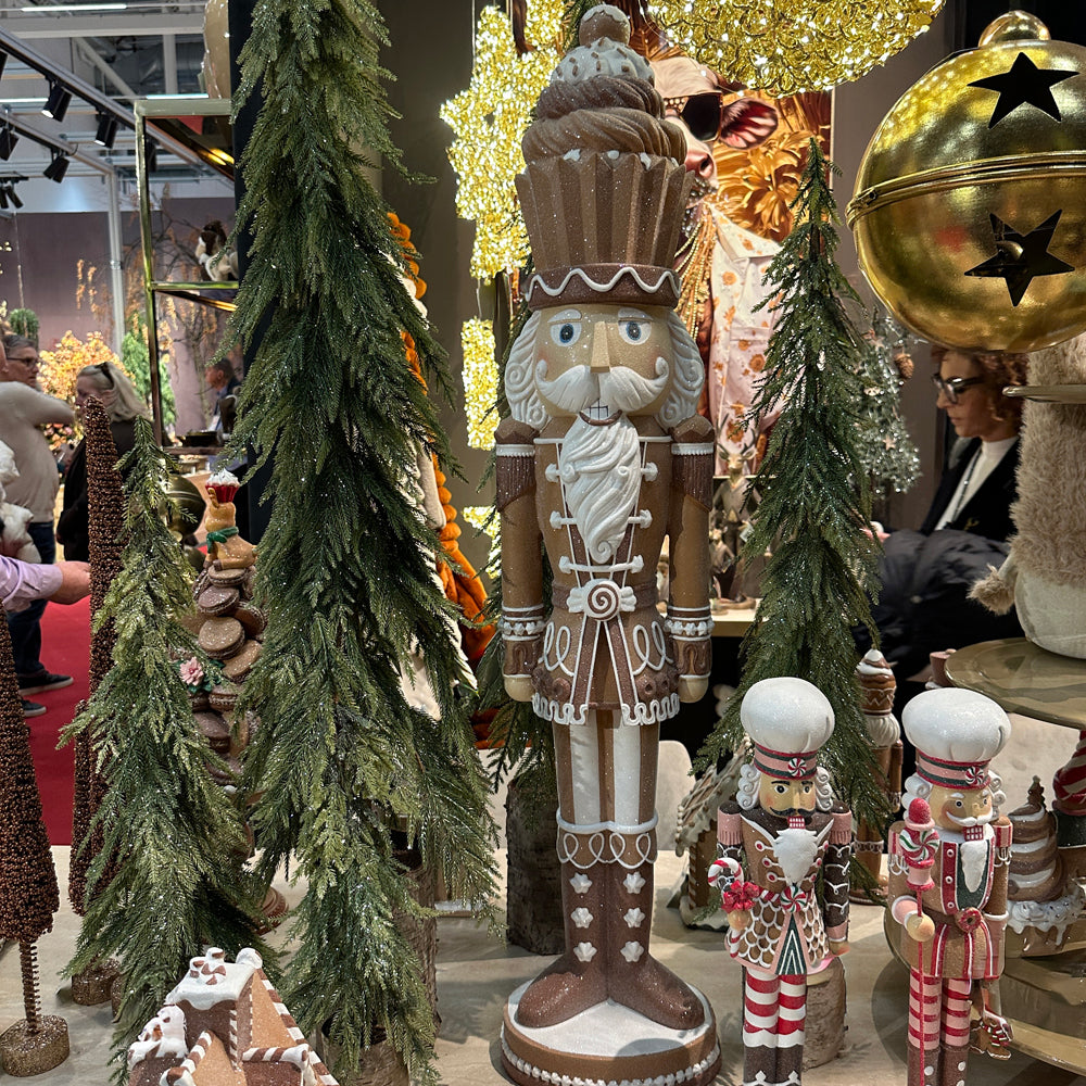 Viv! Christmas Tabletop Figure - XL Gingerbread Nutcracker - Brown White - 108 cm