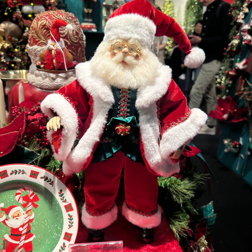 Goodwill M&G Weihnachtsfigur - Family Feast - Weihnachtsmann-Puppe - Rot Grün - 46 cm