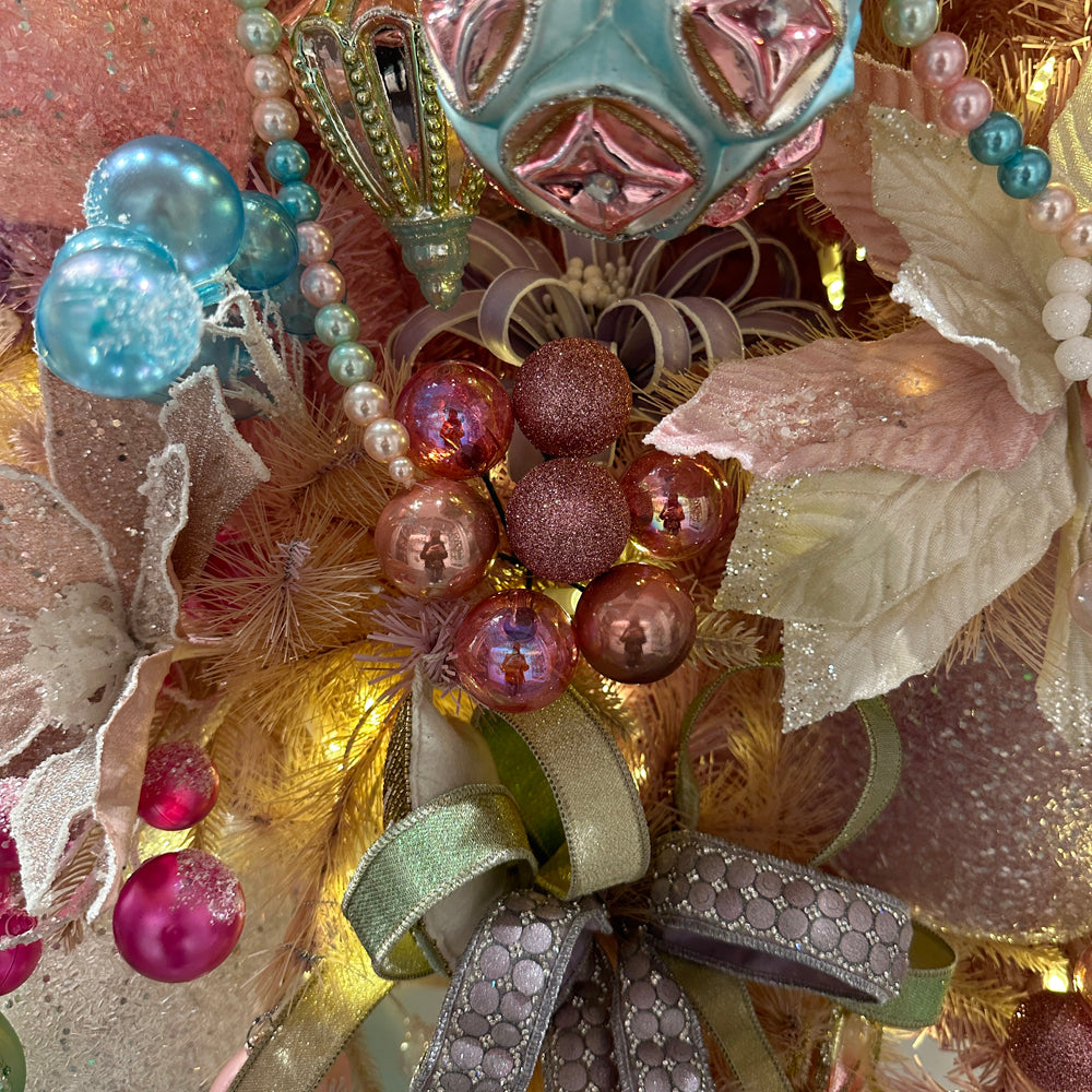 Viv! Christmas Decorative Spray - Iridescent & Glitter Christmas Balls Bundle - Pink - Ø4cm