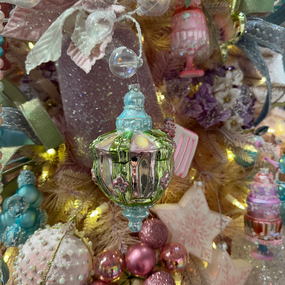 Viv! Christmas Kerstbal - Vintage Parisienne met Rozenmotief - glas - pastel - 16cm