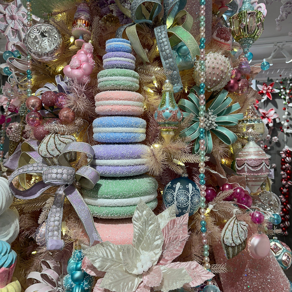 Viv! Christmas Kerstbal - Vintage Parisienne - set van 2 - glas - pastel - 16cm