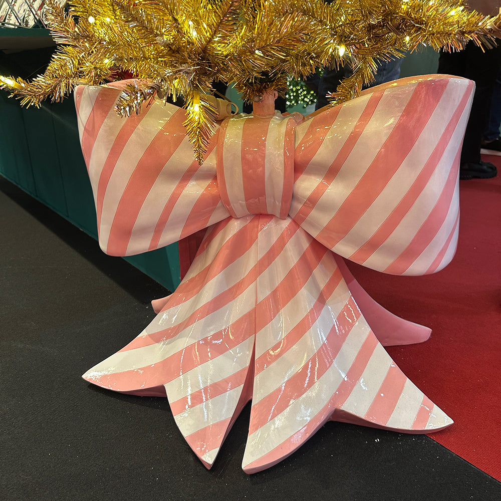 Goodwill M&G Christmas Tree Stand - Striped Bow - Pink White - 73 cm