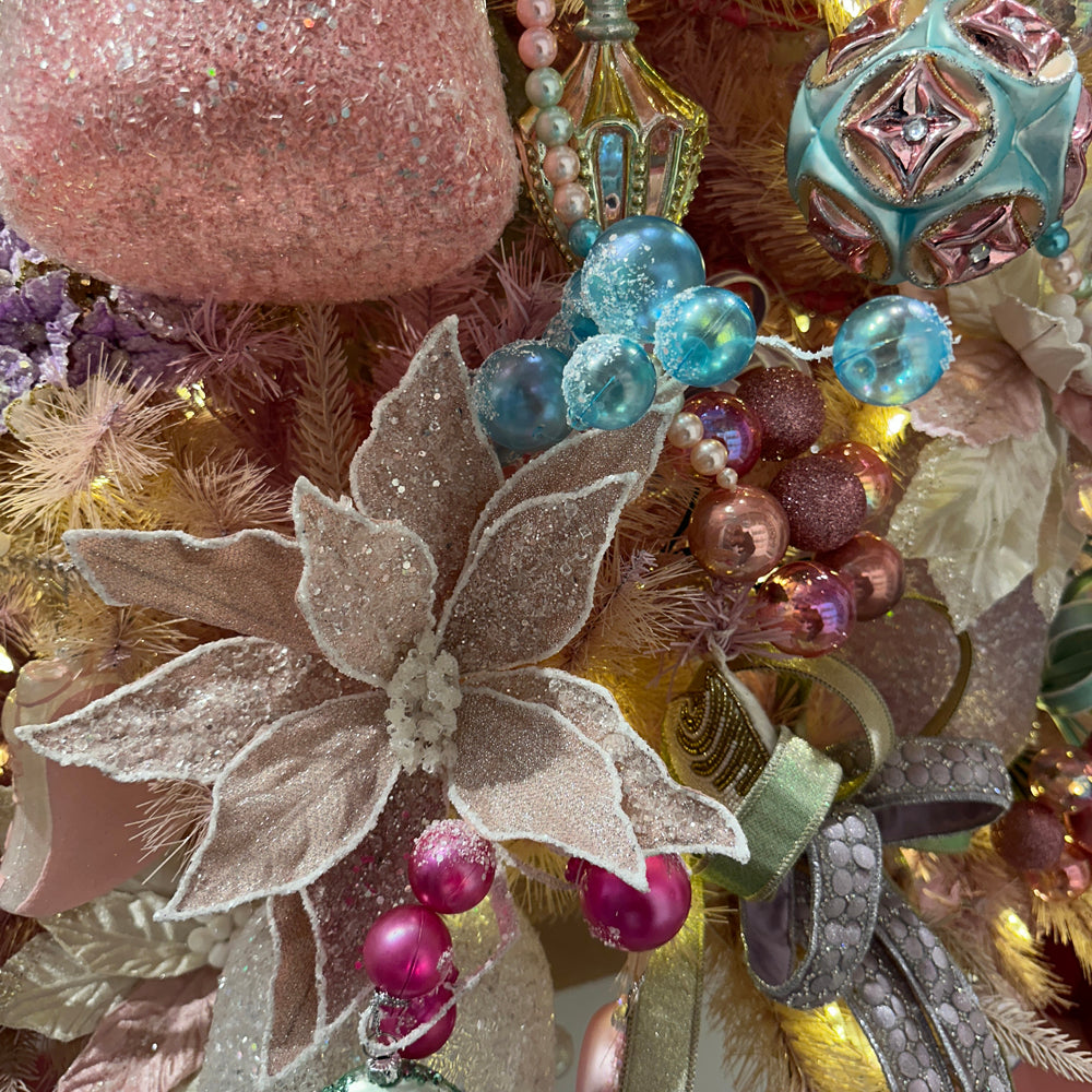 Viv! Christmas Kersttak - Iridescent Bubbels met Sneeuw - blauw - 41cm