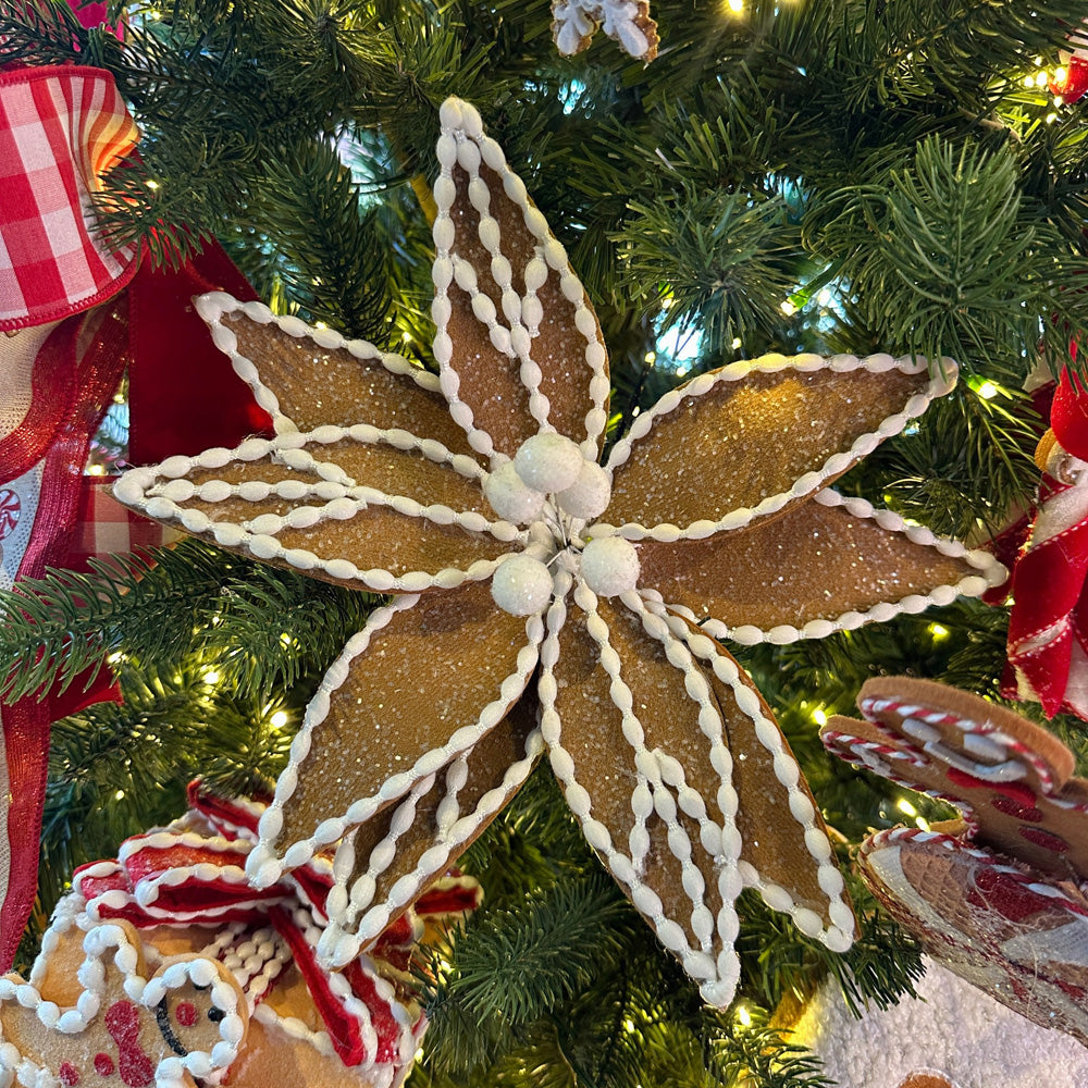 Viv! Christmas Kersttak - Gingerbread Poinsettia 'Kerstster' Bloem - bruin wit - 61cm