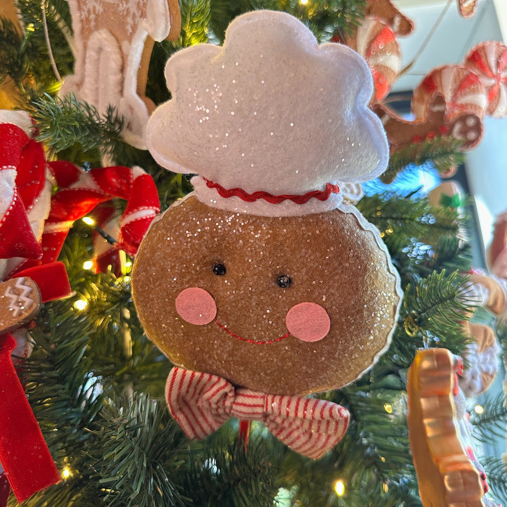 Viv! Christmas Decorative Spray  - Gingerbread Chef - brown red white - 47cm