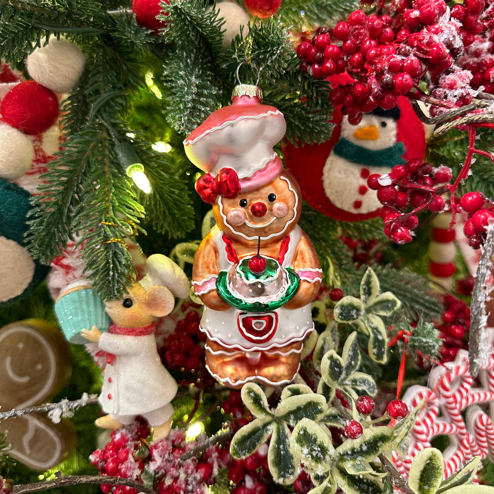 Viv! Christmas Decoración Árbol Navidad - Panaderos de jengibre - set de 2 - vidrio - marrón rojo - 15cm