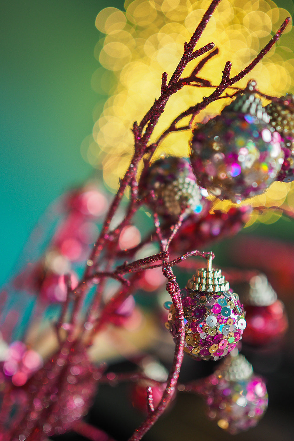 Viv! Christmas Kerst Decoratietak - Glitter Kerstballen - roze - 104cm