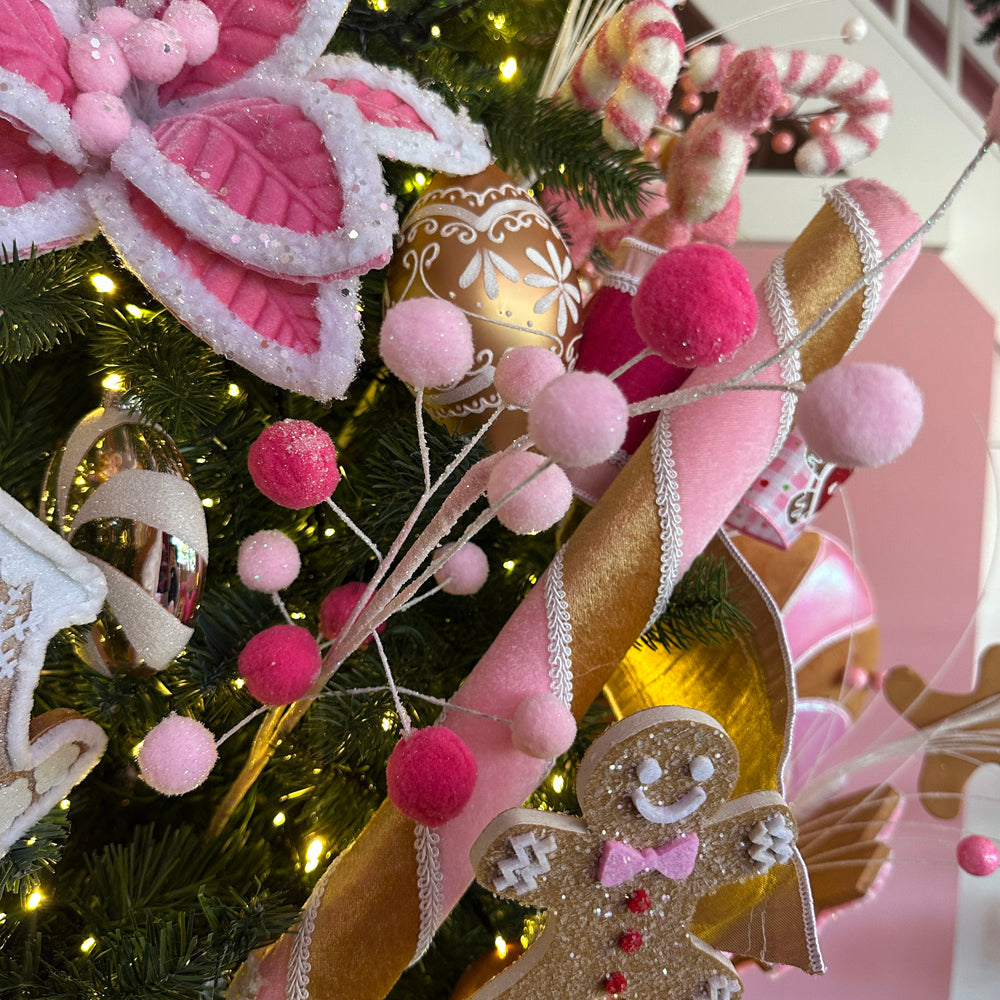 Viv! Christmas Weihnachtsband mit Draht - Samtband mit Metallic-Rückseite - Rosa - 3,8 cm x 9,1 m
