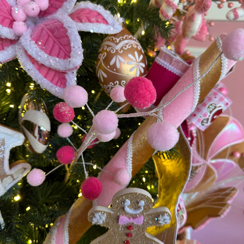Viv! Christmas Weihnachtsband mit Draht - Samtband mit Metallic-Rückseite - Rosa - 3,8 cm x 9,1 m