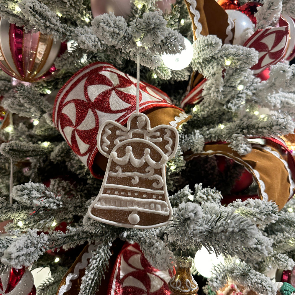 Viv! Christmas Kerstornament - Box met Gingerbread Figuren - set van 8 - bruin wit - 12cm