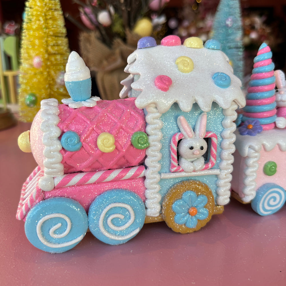 Viv! Christmas Easter Decoration - Gingerbread Train with Easter Bunny - Easter - 33cm