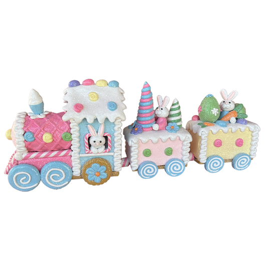 Viv! Christmas Easter Decoration - Gingerbread Train with Easter Bunny - Easter - 33cm
