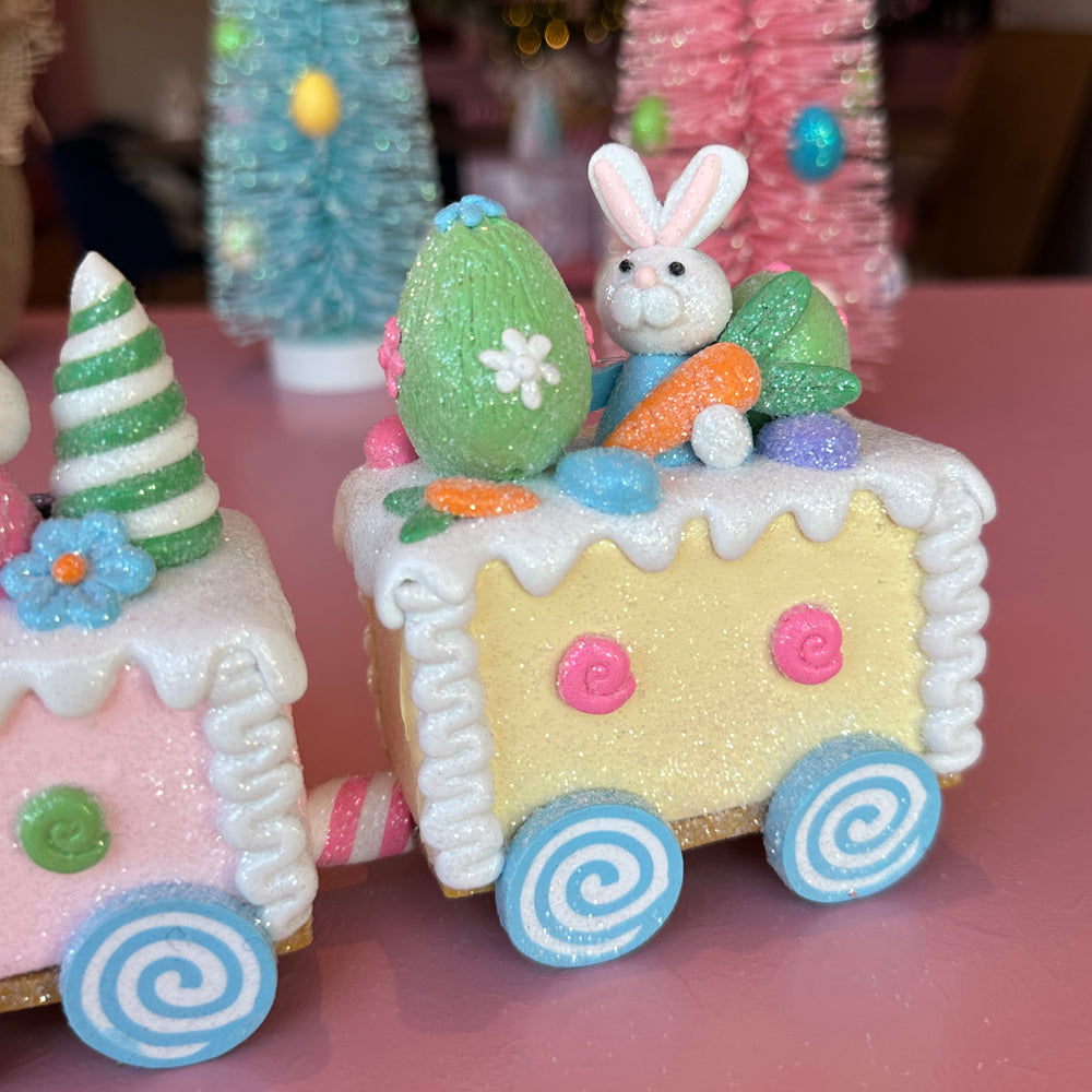 Viv! Christmas Easter Decoration - Gingerbread Train with Easter Bunny - Easter - 33cm