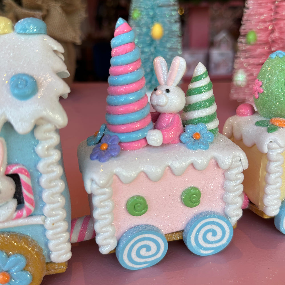 Viv! Christmas Easter Decoration - Gingerbread Train with Easter Bunny - Easter - 33cm