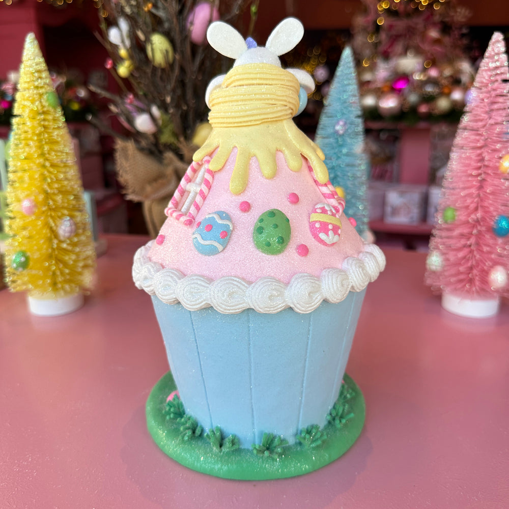 Viv! Christmas Easter Decoration - Round Gingerbread House with Bunny incl. LED Lighting - 24cm