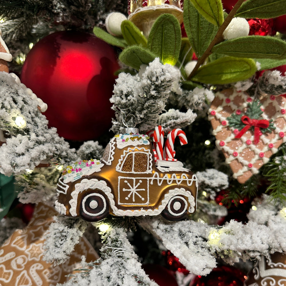 Viv ! Christmas Weihnachtsanhänger – Lebkuchen‑Lastwagen – Glas – Braun – 11 cm