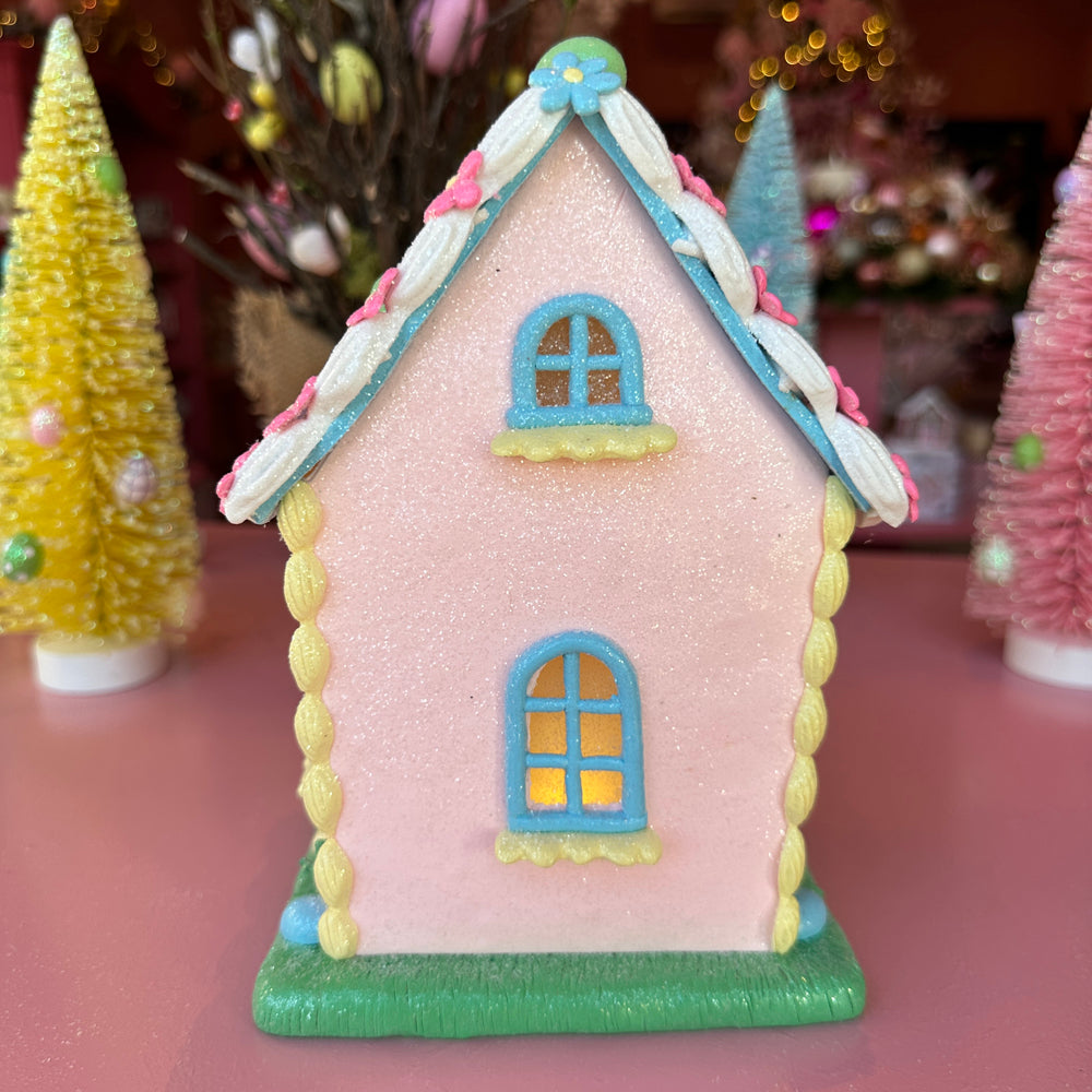 Viv! Christmas Easter Decoration - Gingerbread House with Chick incl. LED Lighting - 20cm