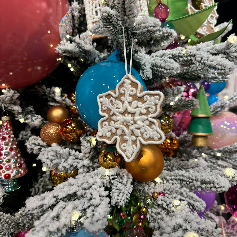 Viv! Christmas Kerstornament - Box met Gingerbread Figuren - set van 8 - bruin wit - 12cm