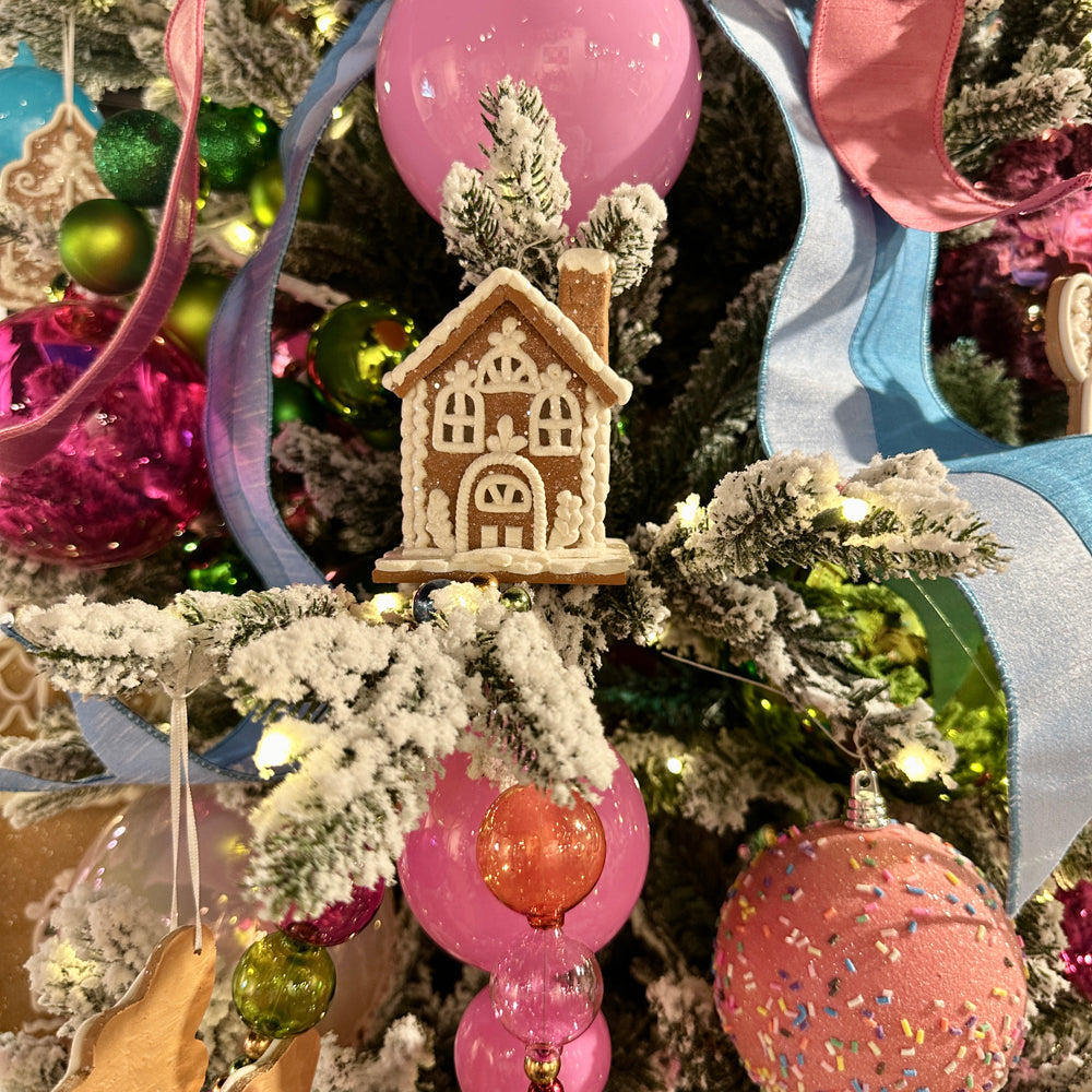 Viv! Christmas ornament - Gingerbread House incl. LED Lighting - set of 3 - brown white - 11cm