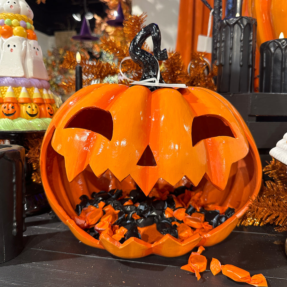 Viv! Christmas Halloween Decoratie Beeld - Jack-O-Lantern XL Pompoen - 36 cm