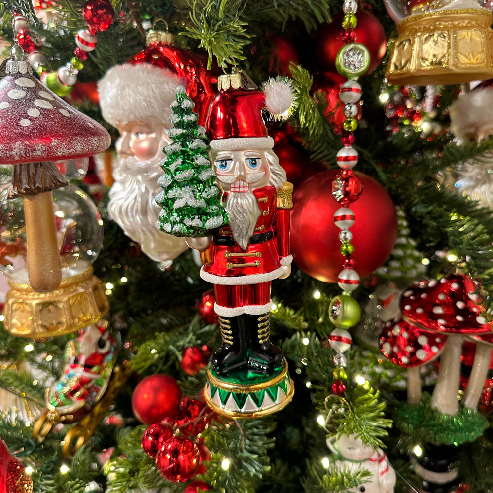 Viv! Christmas ornament - Nutcracker - glass - red green - 18cm