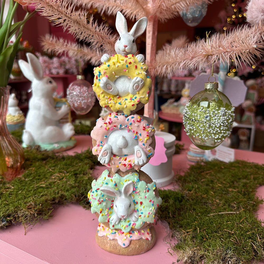 Viv! Christmas Easter Decoration - Stack of Donuts with Bunnies - 30cm