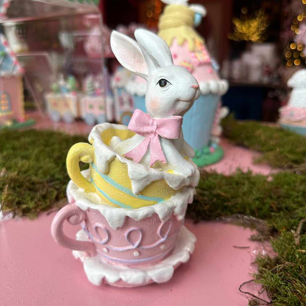 Viv! Christmas Easter Decoration - Bunny in Teacups - 17cm