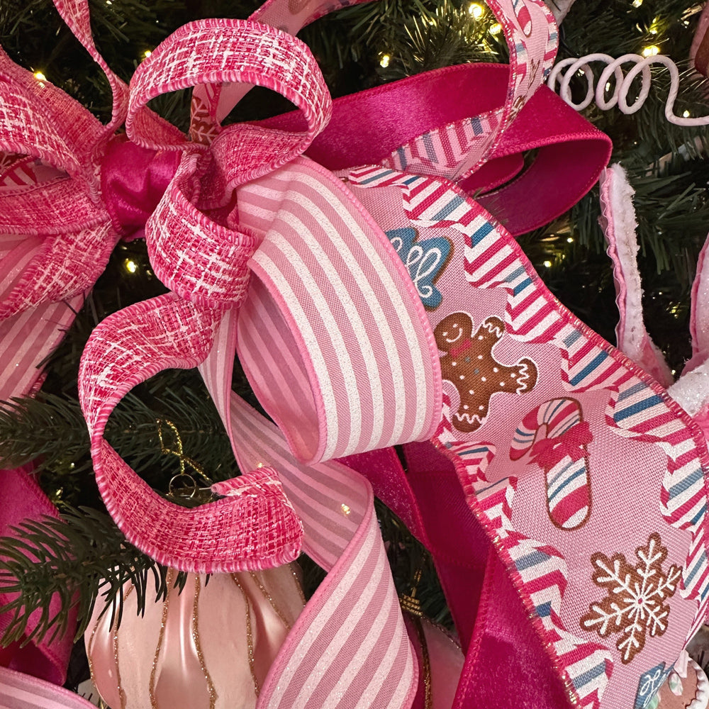 Viv! Christmas Wired Ribbon - Velvet with Dupion Backing - Pink - 3.8 cm x 9.1 m