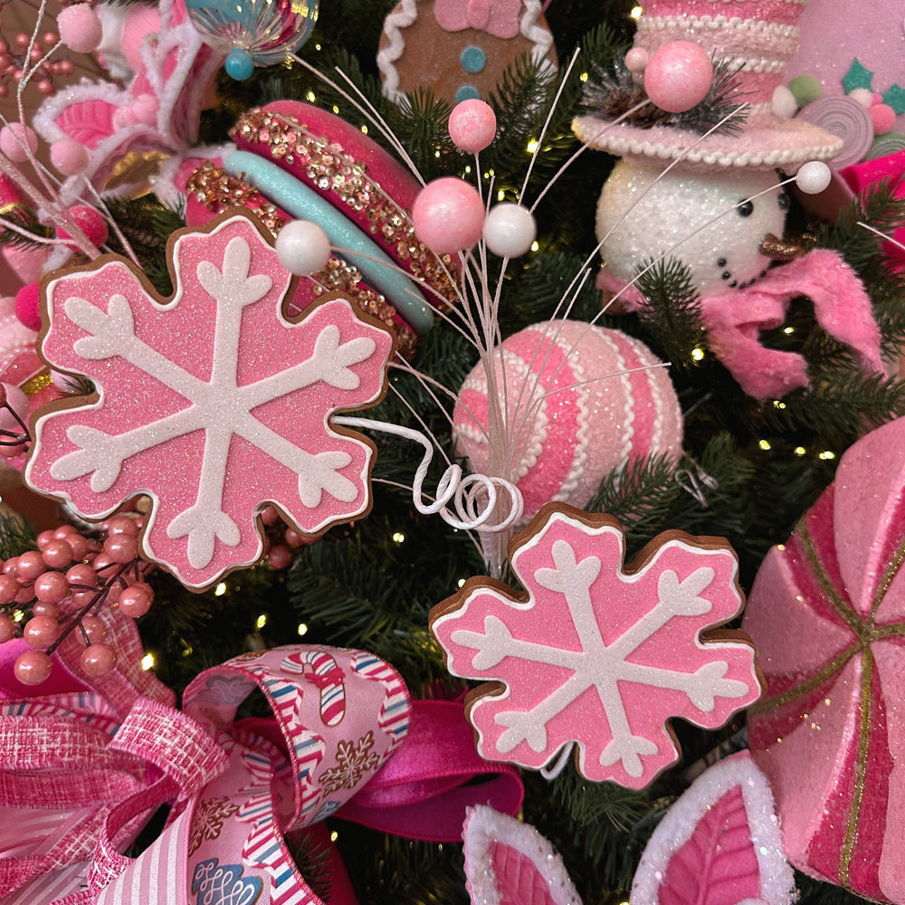 Viv! Christmas Weihnachtszweig - Lebkuchen-Schneeflocke - Braun Rosa - 71 cm